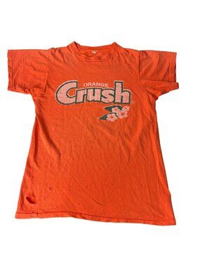 Vintage 70s Orange Crush T Shirt Small Thrashed Single Stitch Soda Graphic